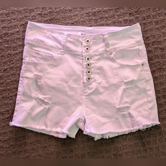 Blue Savvy Pants - Blue Savvy Women's High Rise White Distressed Shorts